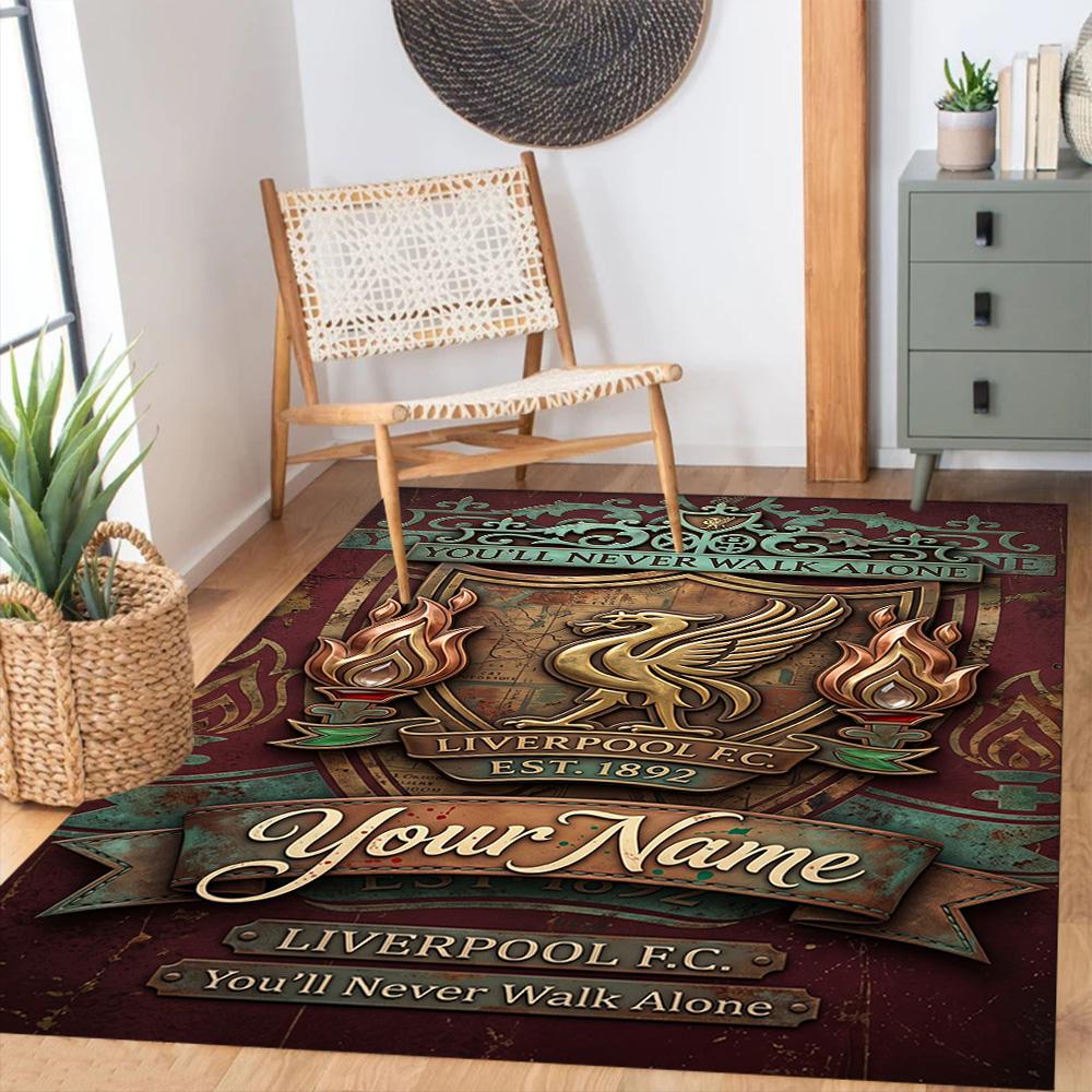 Liverpool Team Personalized Name Floor Rug Office Rug Design For Balcony Bedrooms Foyer Playrooms Antislip Carpet Office Home Decor