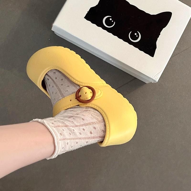 Korean version of design sandals round head shallow mouth Mary Jane shoes women's summer new thick-soled versatile casual flat-soled single shoes