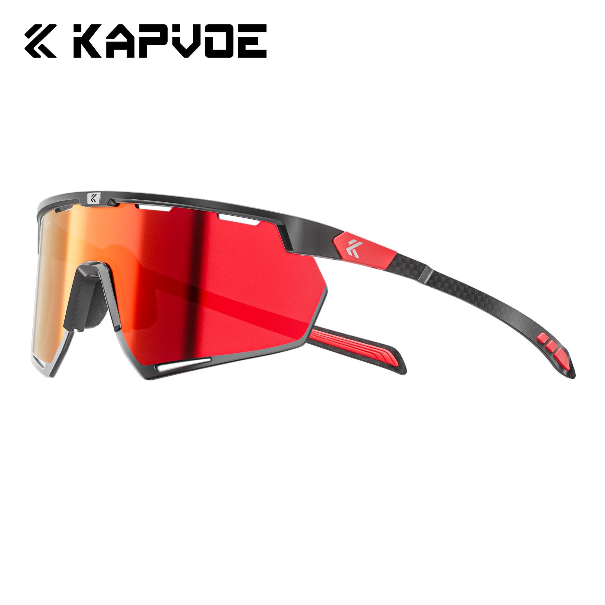 

Kapvoe Carbon Fiber Hiking Eyewear Sunglasses for Men Lightweight Photochromic Cycling Glasses UV400 MTB Bike Bicycle Sports