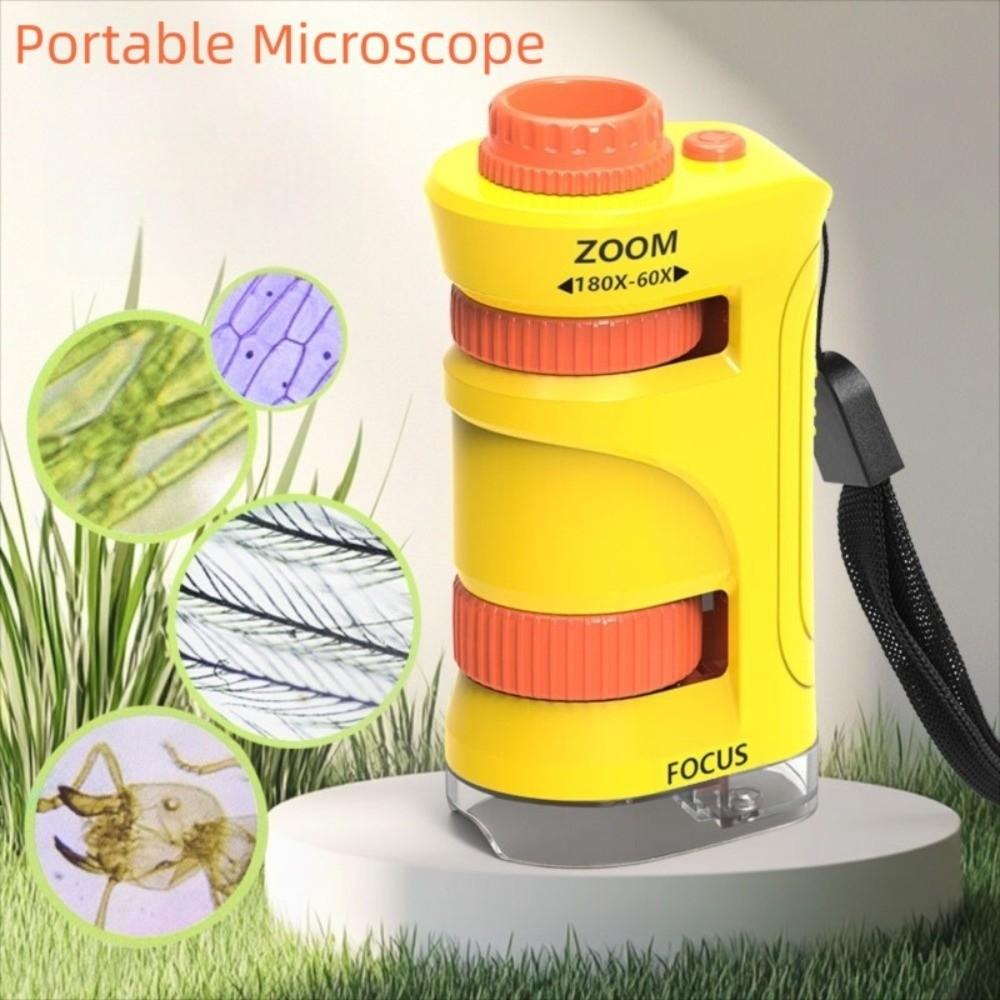 Zoom 60x-180x Portable Microscope Kids Science Toy Little Scientist Microscope