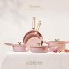 Pink Blush Ceramic Cookware Set 14pcs Nonstick Pots and Pans with Lids Non-Toxic PFAS-Free Kitchenware for Home RV Camping Dish