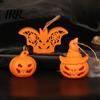 Detailed Halloween Figurine Light Witch Hat Pumpkin Lamp, Bat Skull Hollow LED Night Unique Ornament Lamp for Party, Spooky Tabletop Decor Haunted