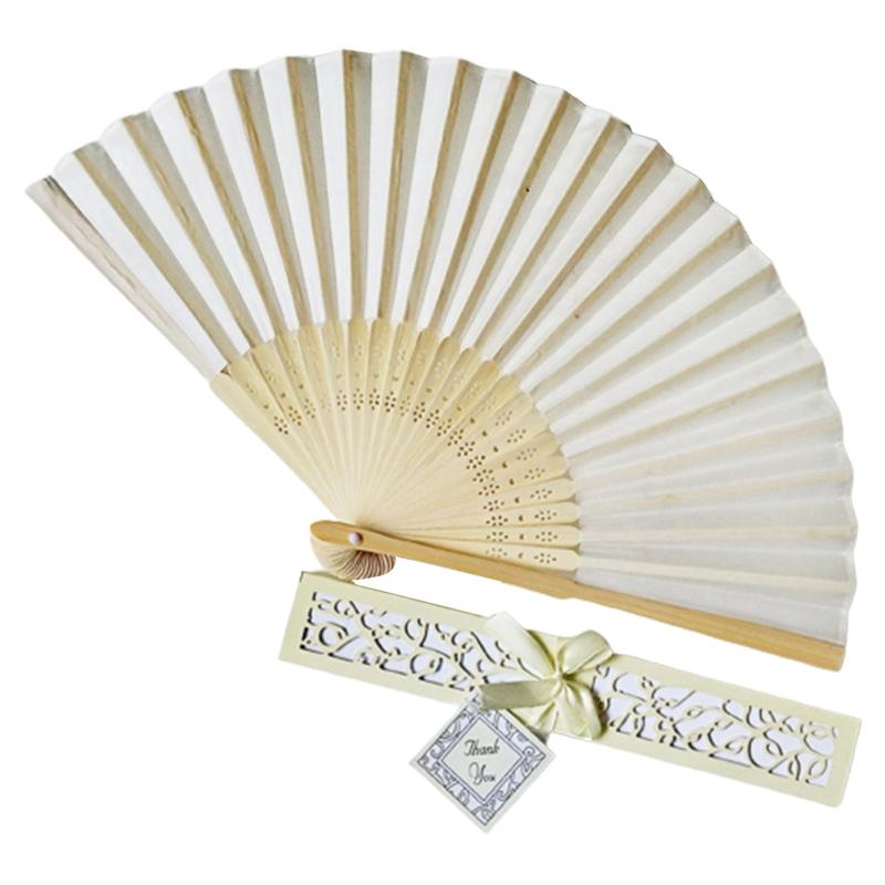 Folding Fan Silk Wedding Dance Hand Fan With Gift Box Party Favors