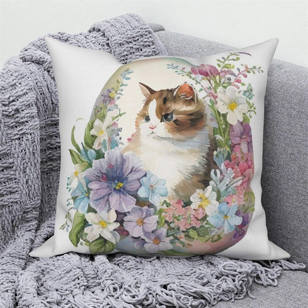 Pig Cat Panda Rabbit Print Decorative Pillowcase  Sofa Car Living Room  Animal Cushion Cover