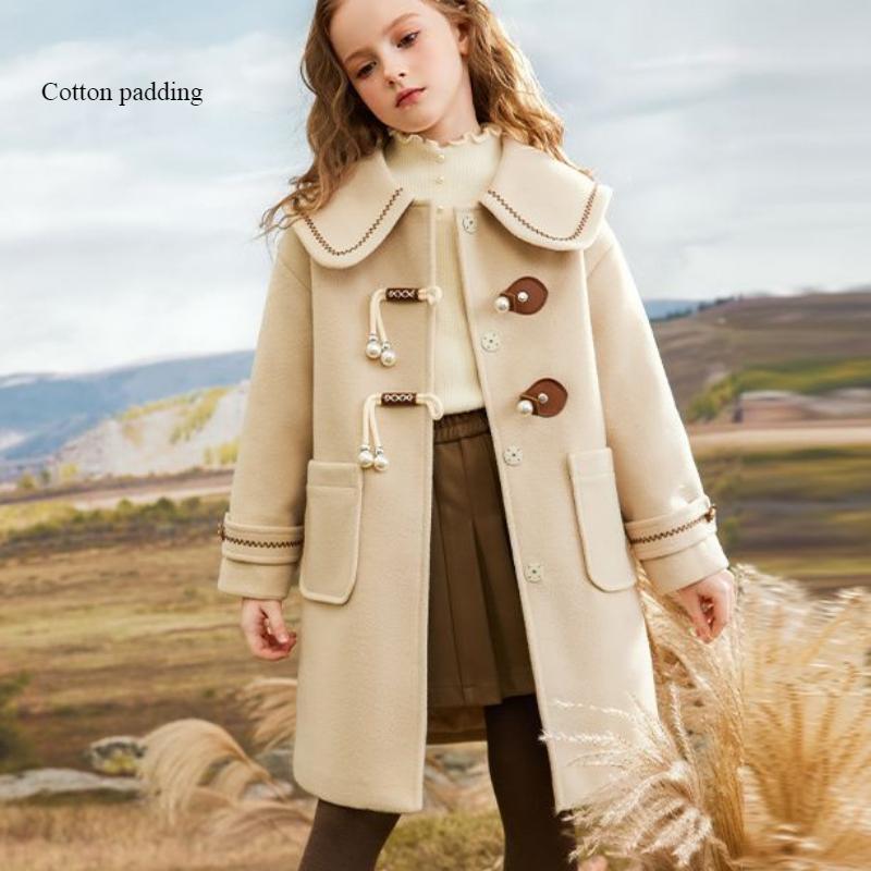 

Милое шерстяное пальто для девочек и шерстяное полупальто средней длины для детей на осень и зиму 140cm