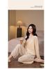 Da Vinci Code Bamboo-Inspired Gold Velvet Women’s Long-Sleeve Pants Set: Cozy Autumn/Winter Home Wear