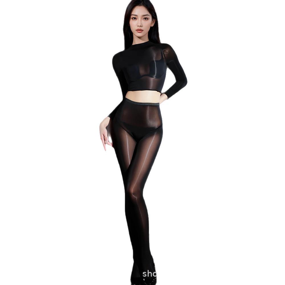 Toffee Bird Sexy Black Stockings & Bodysuit with Open Crotch - Plus Size