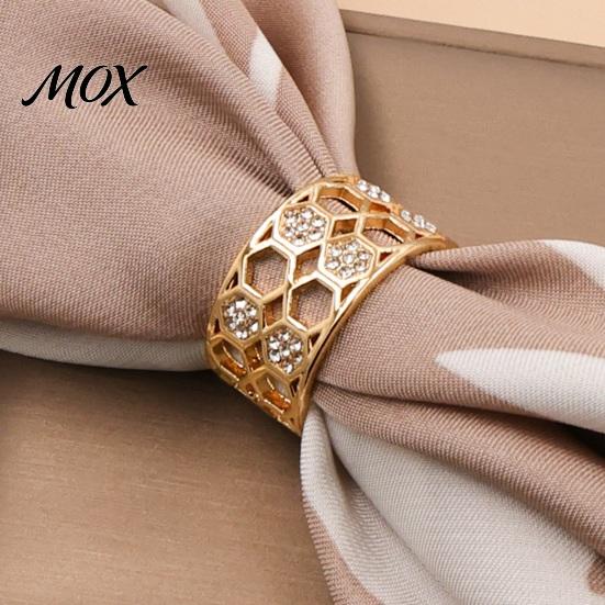 Stylish Scarf Fastener Honeycomb Silk Ring, Hollow-out Bandana Slide Smooth Sliding Ring Rhinestone Holder for Women Neckerchiefs Shawls Shirts