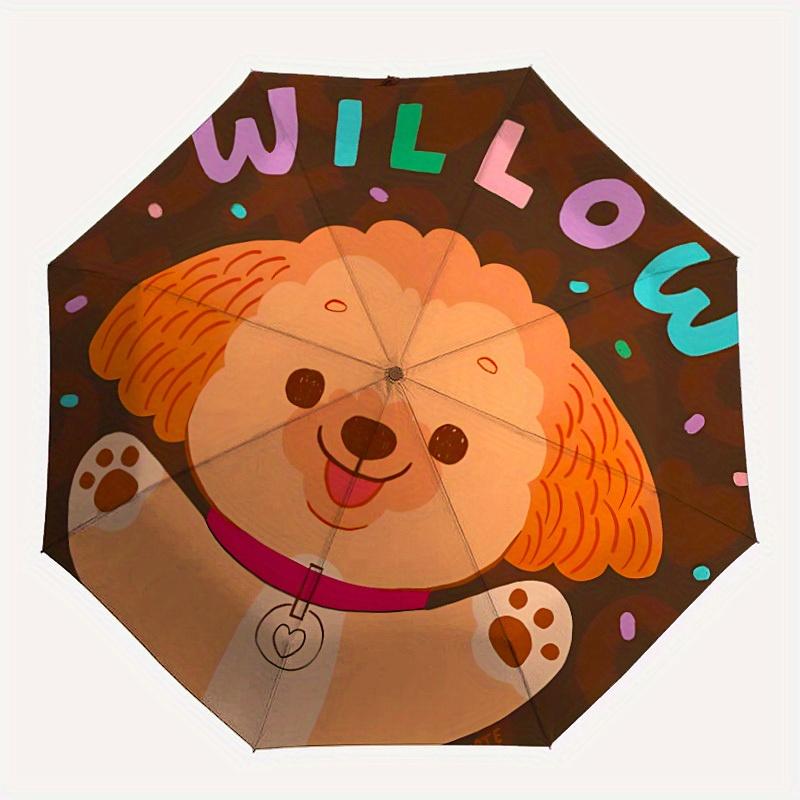 

1pc Poodle Love Auto Open/Close Umbrella - Compact Travel Umbrella, 8-Rib Heavy-Duty Construction, Ideal Gift, Outdoor Accessory, Stylish Ac