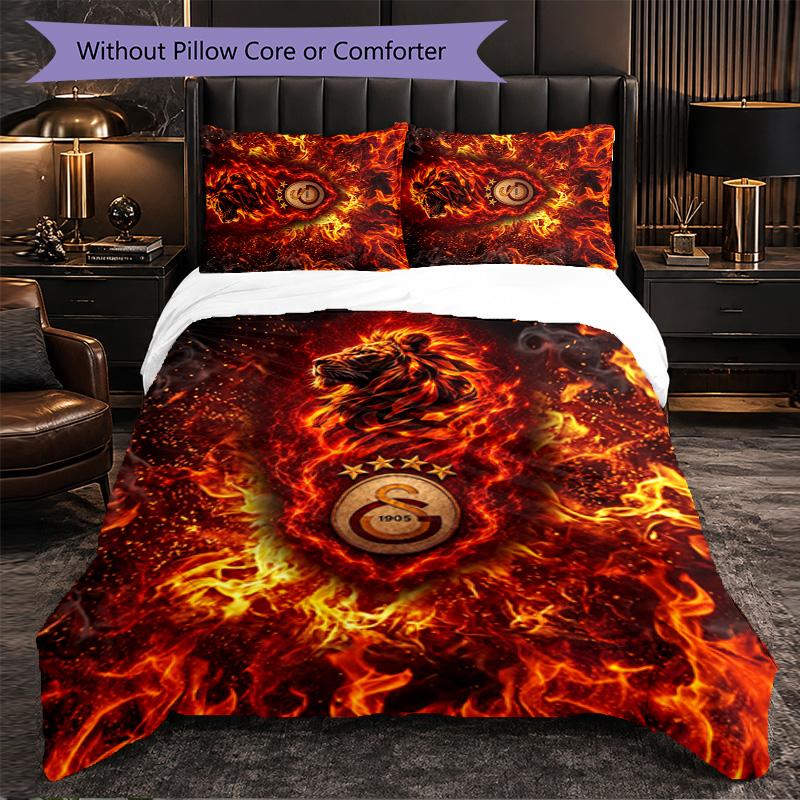 Galatasaray FC Themed Bedding 3Pcs Duvet Cover Set Decorative Bed Linen For Teen Room Home Decoration