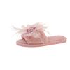 Fashion Cotton Mopping Winter New Round Toe Open Toe Flower Suede Non-slip Wear-resistant Flats