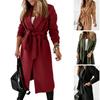 New Fall/Winter Women's Plus Size Long Wool Coat with Belt
