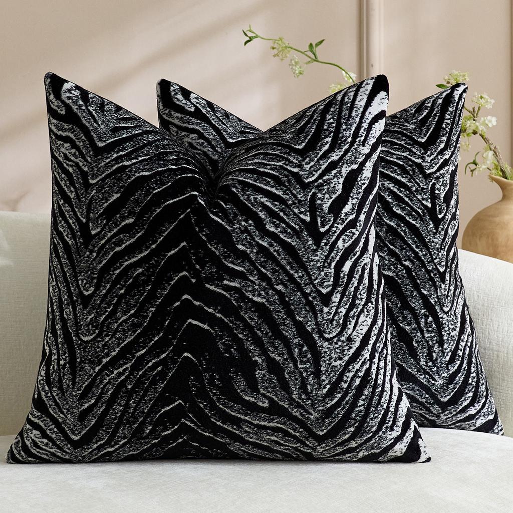 2 Stück Samt Zebra Leopard Muster Dekorative Kissenbezüge Weiche Jacquard Chenille Luxus Überwurf Kissenbezüge Für Sofa Bett Dekor