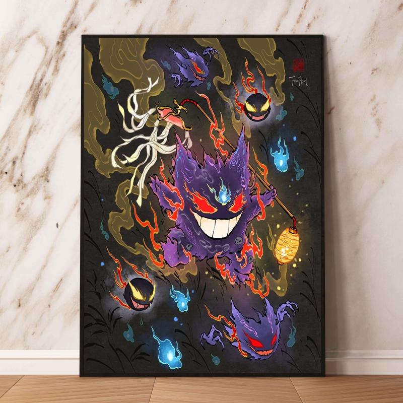 Lugia Ho-Oh Pokemon Unframed Canvas Painting Comic Themed Anime Wall Decor Unique Collection Enhance Your Living Space