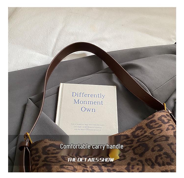 Leopard Print Suede Tote: Versatile Large-Capacity Crossbody for Autumn/Winter