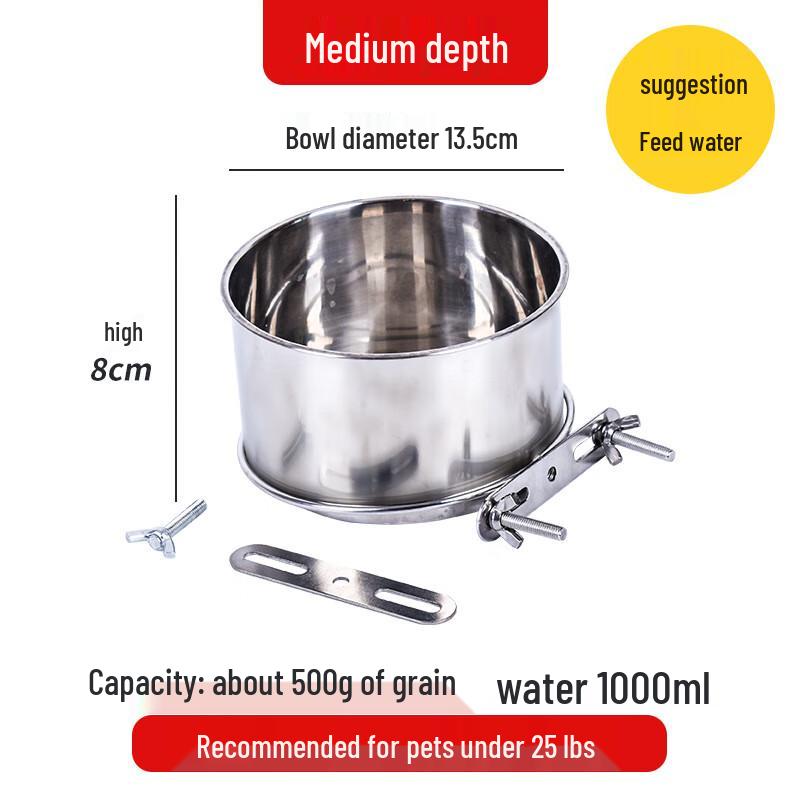 Qi e Stainless Steel Anti-Tip Hanging Dog Bowl