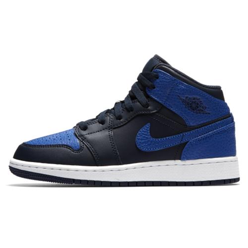 

new Jordan Air Jordan 1 Mid Lightweight Cushioning Mid Top Children s Basketball Shoes Royal Blue Teenagers 39