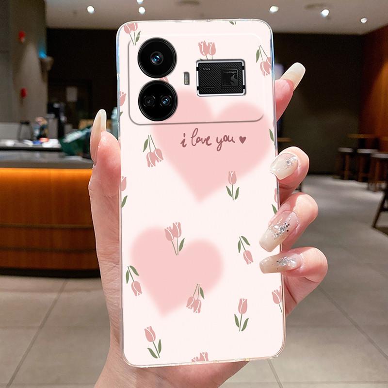 Case For OPPO Realme GT5 240W Flower Butterfly Protective Casing For Realme GT 5 240W Transparent Soft Silicone TPU Phone Cover