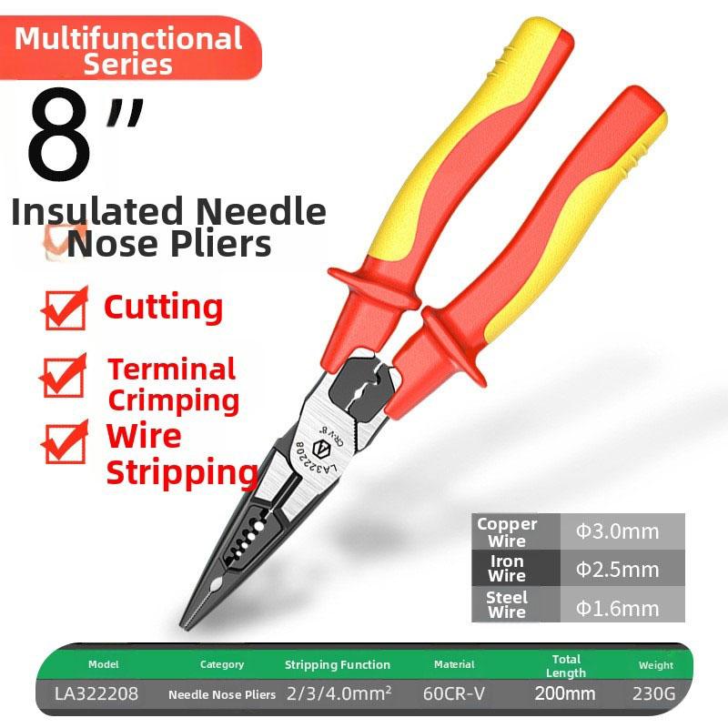 

8 Inch Electrical Pliers with 1000V Insulation and Forged 60CR V Body for Superior Strength and Control in Heavy Use