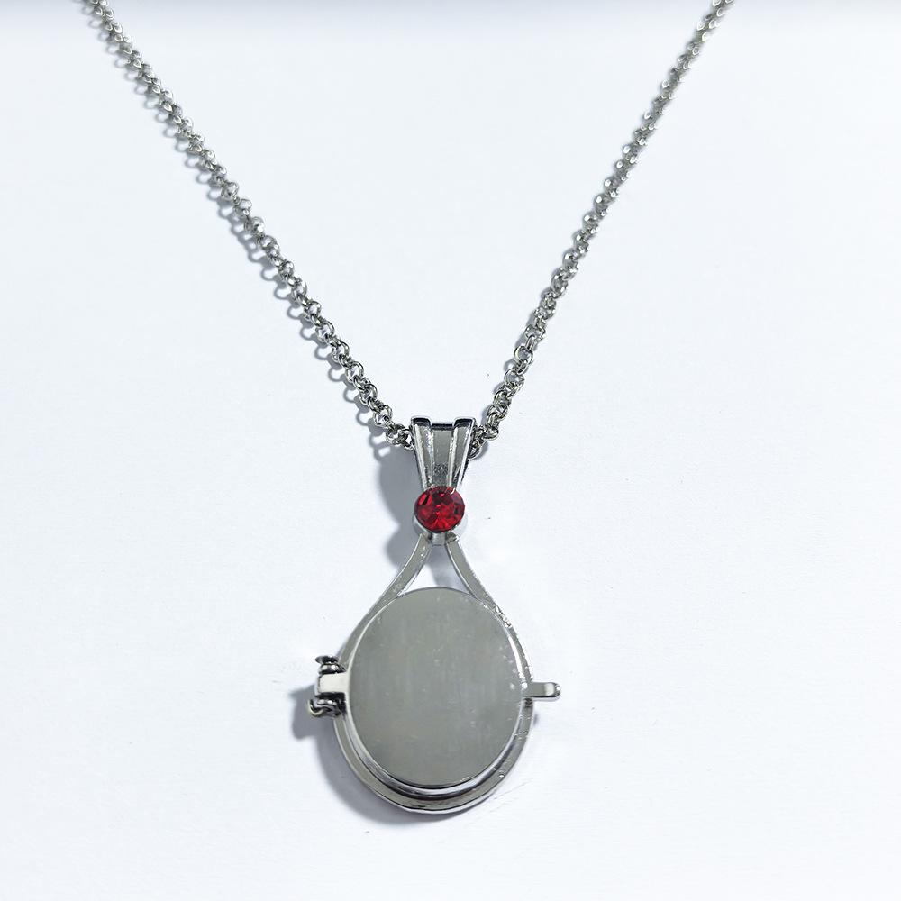 Anime-Inspired Red Sand Openable Shell Pendant Necklace with Diamond Accents