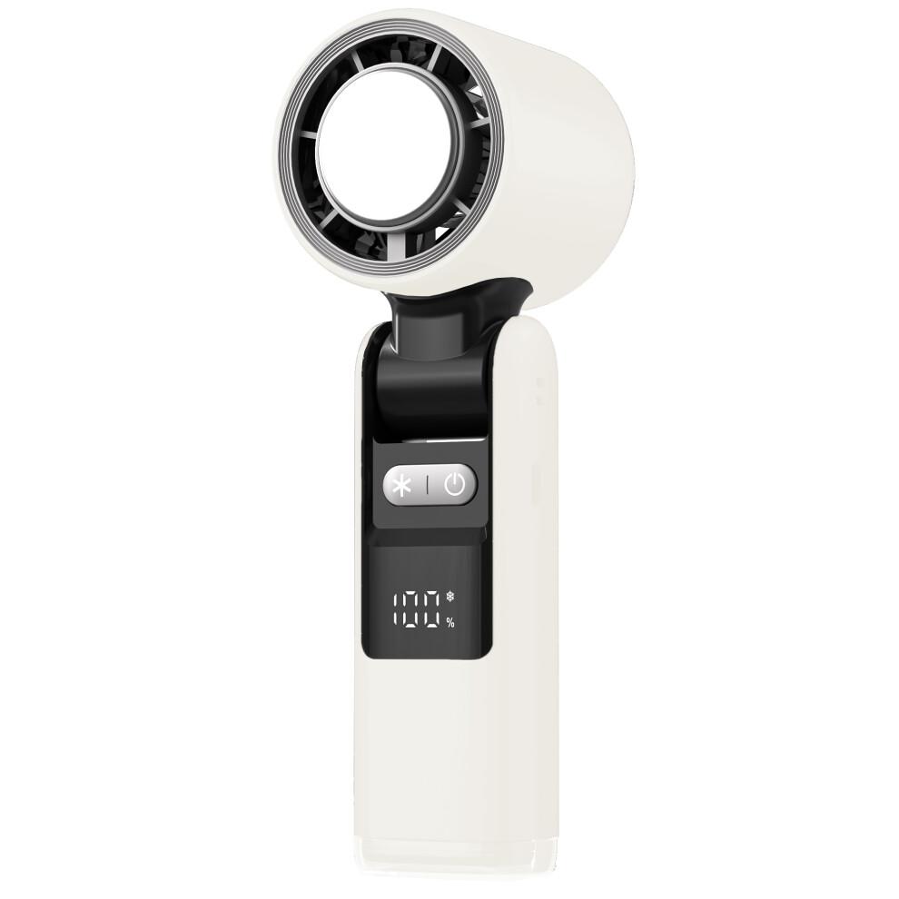 (Weiß) K-801 Kältekompresse Sommer Kühlventilator 100 Geschwindigkeiten Einstellbar Tragbarer Handventilator mit Digitalanzeige