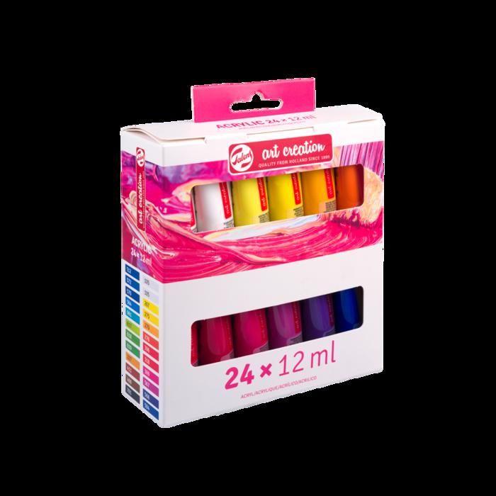 Peinture acrylique - ARTCREATION - 24 tubes de 12 ml - Couleurs assorties - Multicolore - Mixte