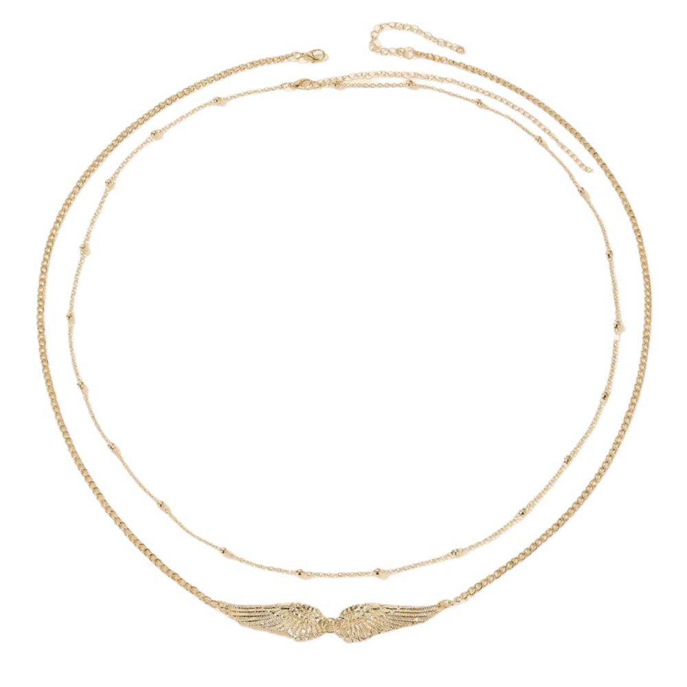 Beads Double Layer Wings Body Chain Elegant Bikini Belly Belt Fashion Wings Waist Chain  Summer золотой