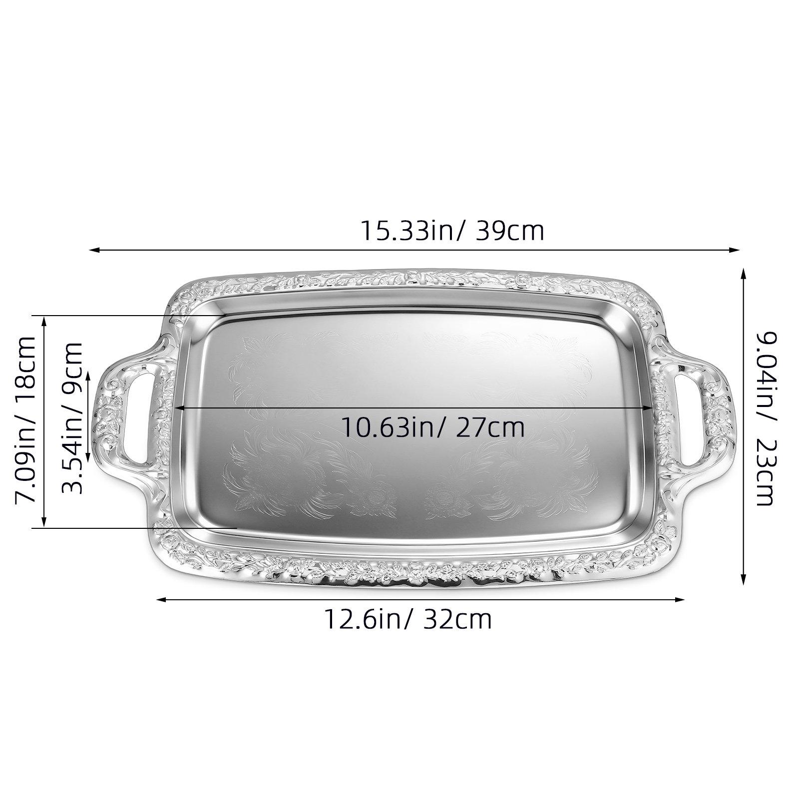 

10Inch Retro Decorative Tray Kitchen Restaurant Bread Tray Serving Plate Metal Coffee Dessert Food Storage Tableware Tray Silver