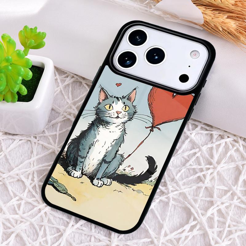 Cartoon Cat Kitten Phone Case for iPhone 17 Air 16 15 11 12 14 13 Pro Max Shockproof Cover