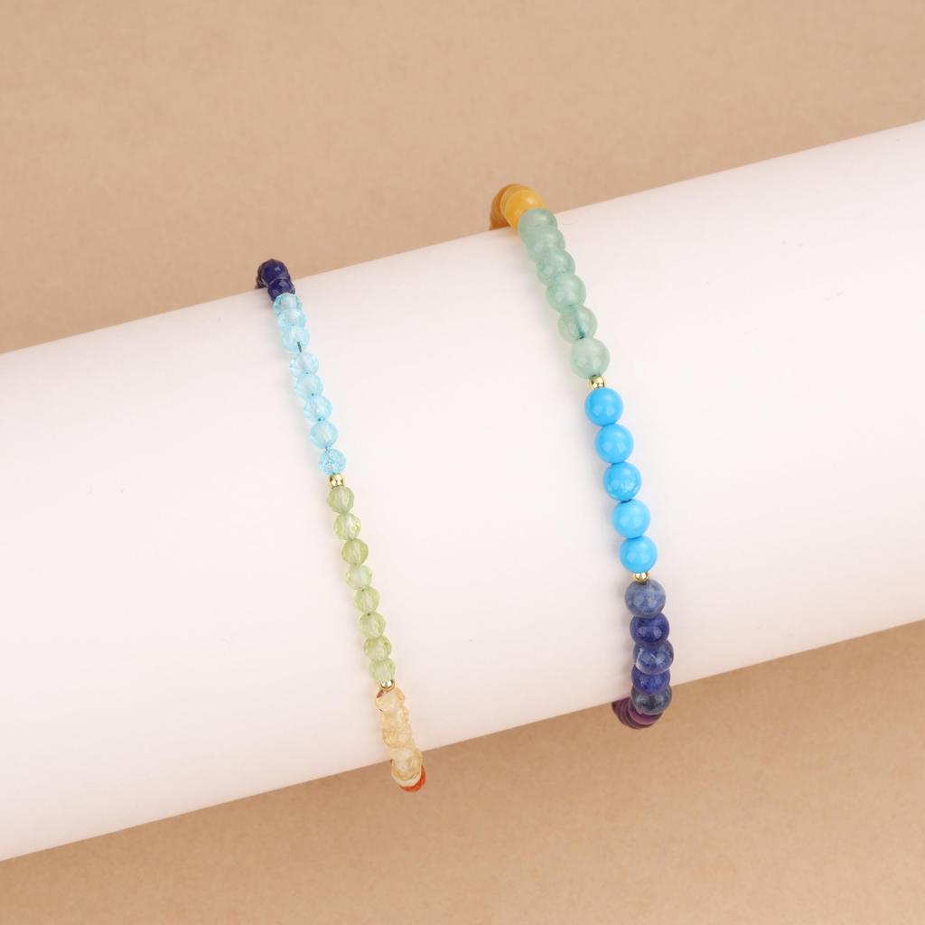 Koai 3 mm Geslepen Chakra Krachtsteen Kralenarmband voor Vrouwen