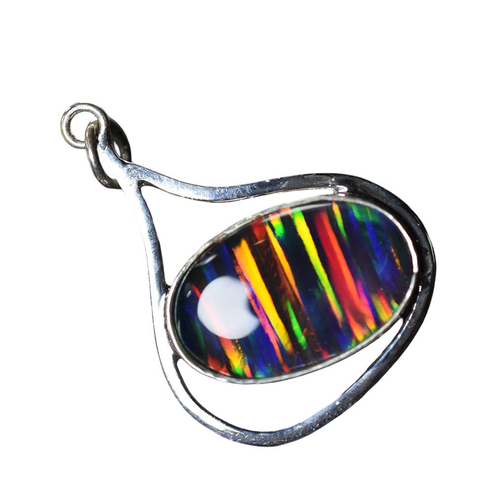 Natural Opal Pendant Oval 30.55 ct 925 Sterling Silver October Birthstone for Gem Collections