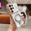 Wavy Frame Wrist Strap Phone Case for Samsung Galaxy S22 S23 S24 S25 Ultra Plus Edge A55 A54 A56 A36 A24 Silicone Soft Protective Cover Magnetic Stand