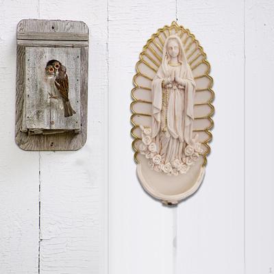 Virgin Mary Statue Wall Mounted Statuette Holy Collectable Hanging Plaque