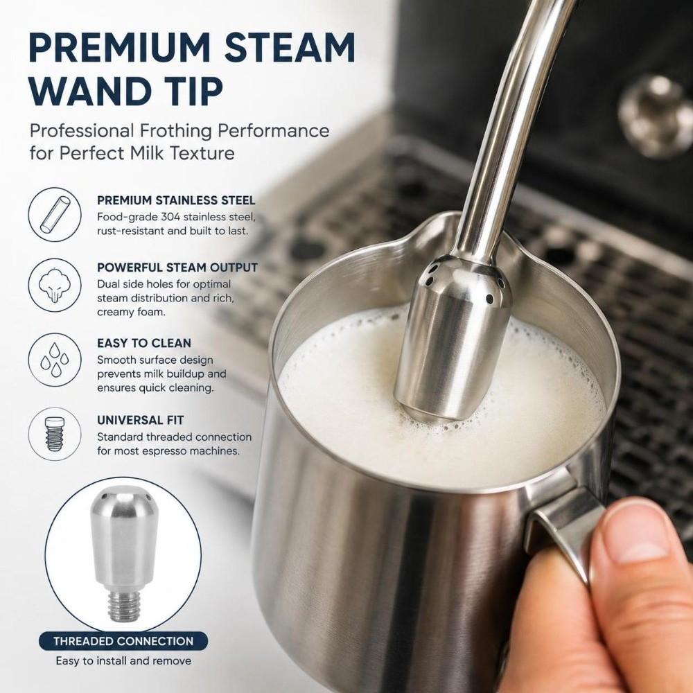 Stainless Steel Steam Nozzle Accessories Silver Coffee Maker Steam Wand for Gemilai Espresso Making