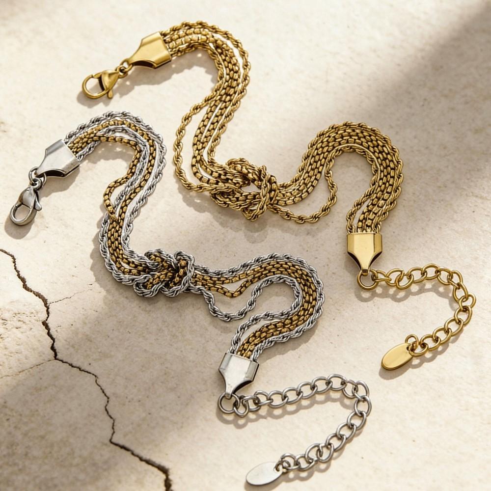4 Twisted Chain Knotted Bracelet In Stainless Steel 18K Gold Plated Bracelets Handmade Love Knot Bracelet Bangle for Women