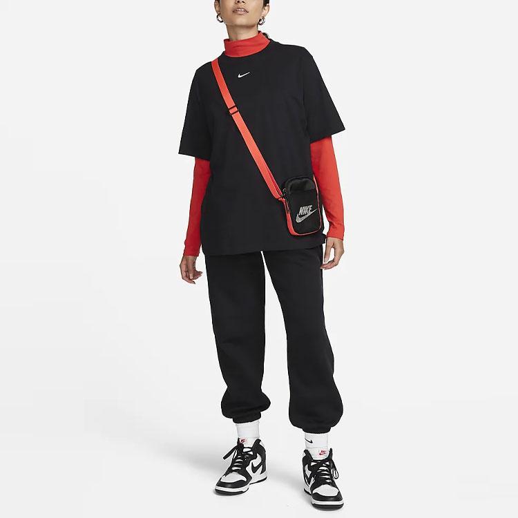 New Nike Sportswear Women's Logo Crewneck Loose Fit T-Shirt Black FD4150-010