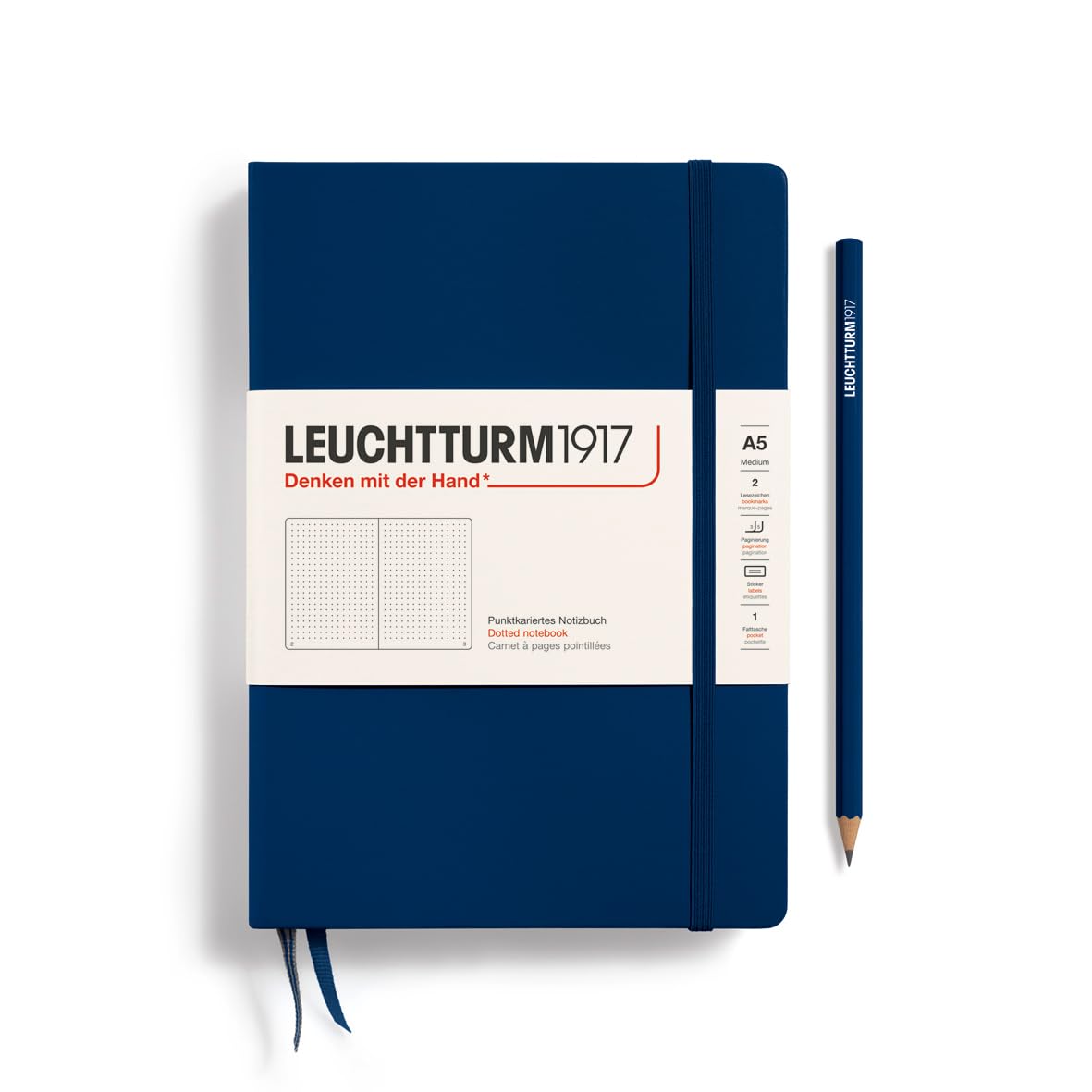 

Блокнот Leuchtturm A5 в точку, Официально импортированный, В клетку, Темно-синий, 342925,