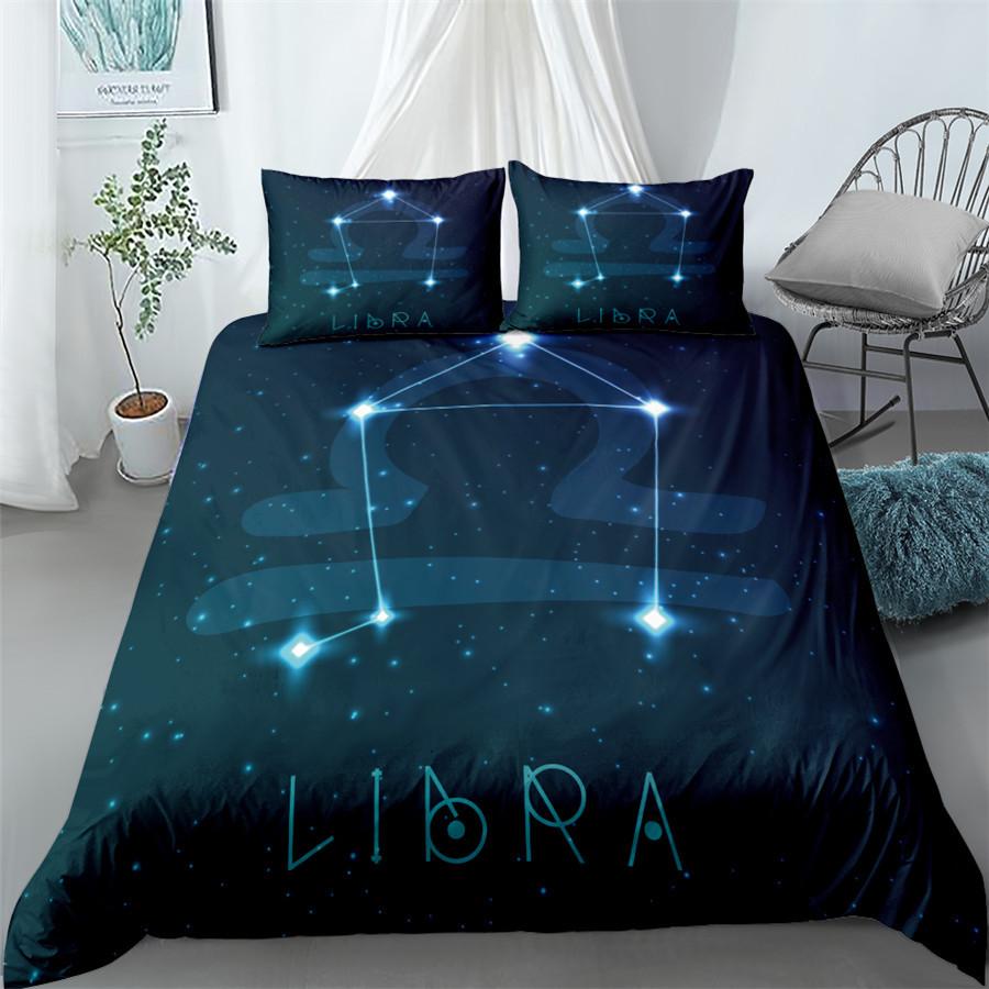 Scorpio Duvet Cover Set 12 Constellation Bedding Set Outer Space Galaxy Starry Sky Polyester Comforter Cover King Queen Size