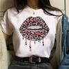 Fruit And Lips Print T Shirt New Fashion Women T Shirt Harajuku Tops Female Graphic Tee Ladies Cute Tee Shirt White Woman T-Shi