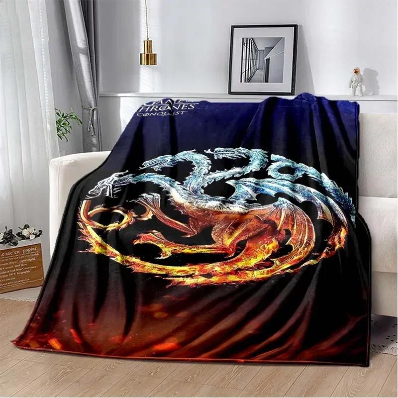 Game Dragon Plush Throw Blanket TV Series Thrones Fleece Bedspread Blanket Flannel Bedding Square Picnic Wool Soft Blanket