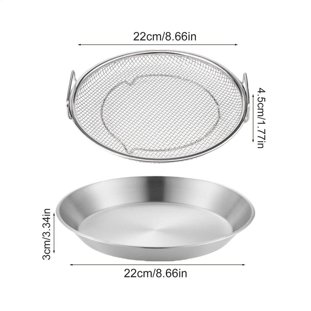 Frying Oil Drain Rack Stainless Steel Mesh Filtering Basket with Tray Oil Drip Filter Air Fryer Accessories Kitchen Draining