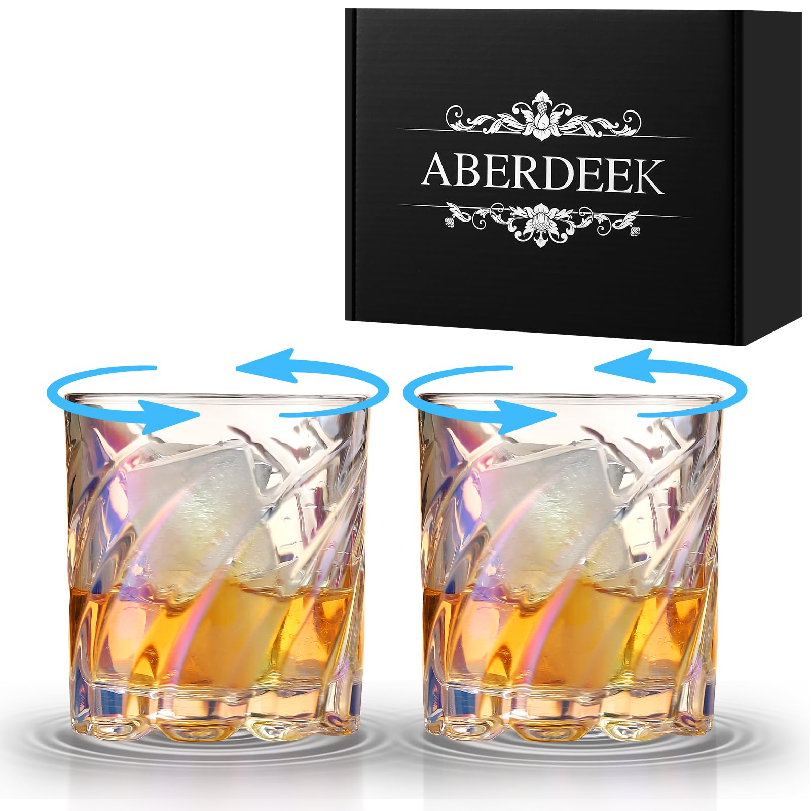 

Pair of Rocks Spinning Rainbow Perfect for Birthday Whiskey Day Retirement Promotion Housewarming Farewell Shochu Gift Boxed Glasses, Glasses, Colors,