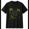 Botanical Python Glowing Reptile Mens T-Shirt Black 100% Cotton Snake Printed