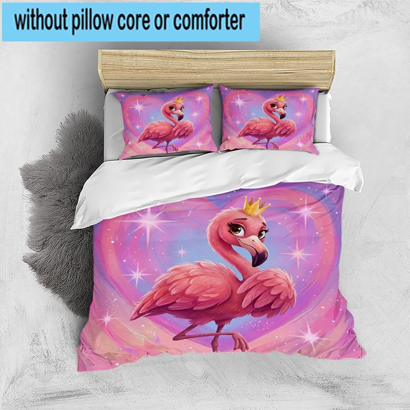 Magical Flamingo Sky 3pcs Bedding,Including 1pc Duvet Cover And 2pcs Pillowcases Perfect for Christmas,Ideal for Bedroom, Dormitory
