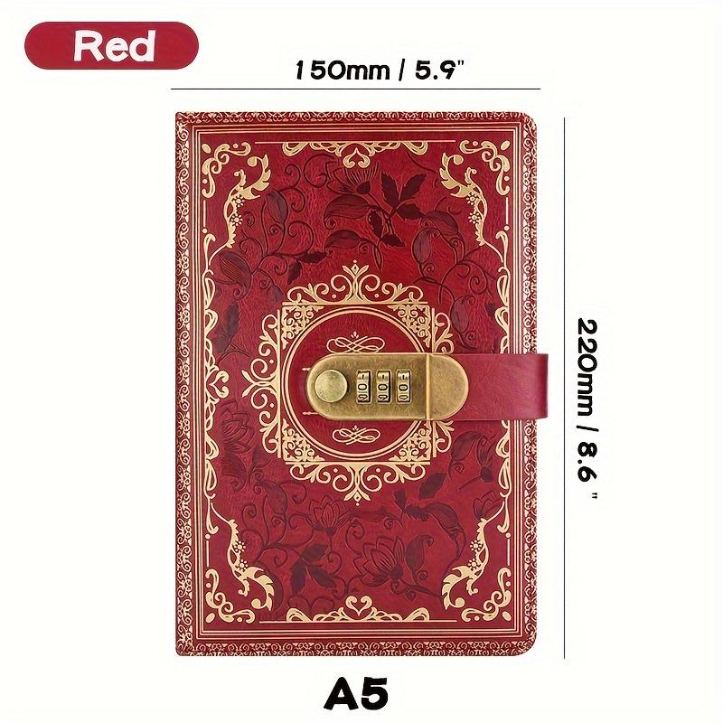 

Цифровой дневник с замком - Дневник формата А5, защищенный паролем, с кодовым замком, 200-страничная секретная тетрадь из искусственной кожи для подростков, подарок красный