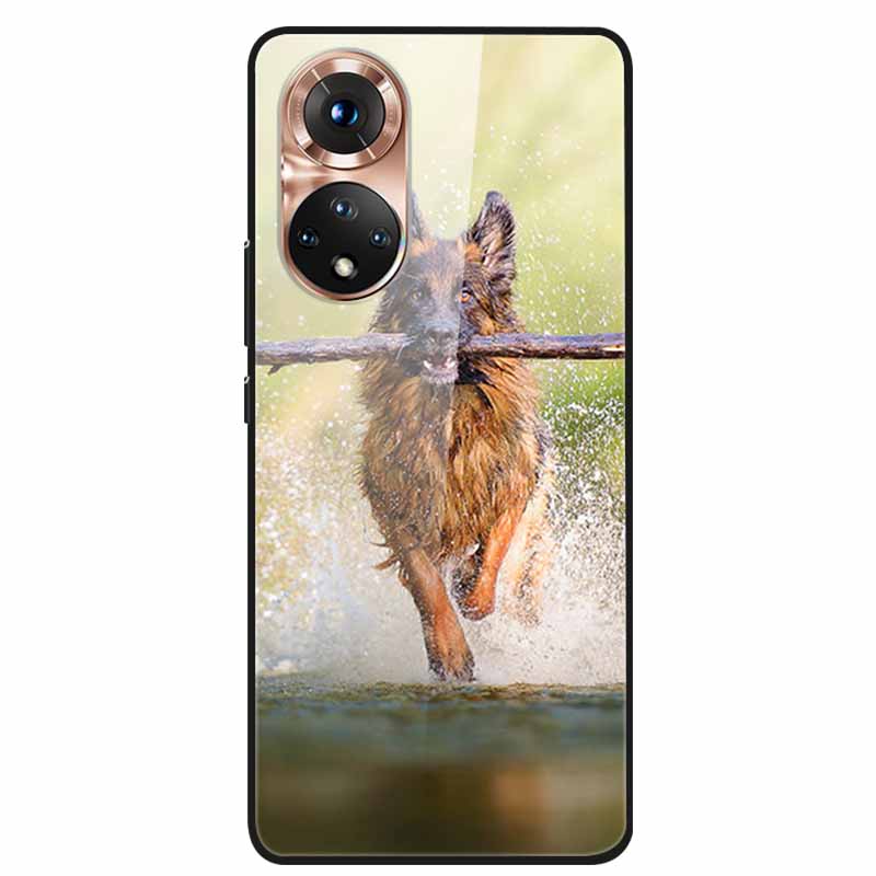For Honor 50 Case Cartoon Tempered Glass Back Cover Hard Case For Huawei Honor 50 Pro Phone Cases NTH-AN00 NTH-NX9 Fundas Coque