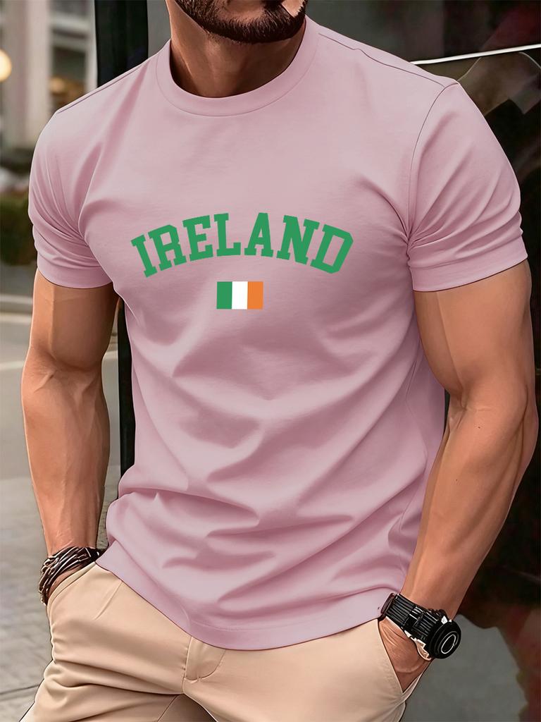 Ireland Text With Flag Prints MenS TShirt Cotton Summer Soft Oversized Tops ONeck Short Sleeve T Shirt Casual Mens Clothes