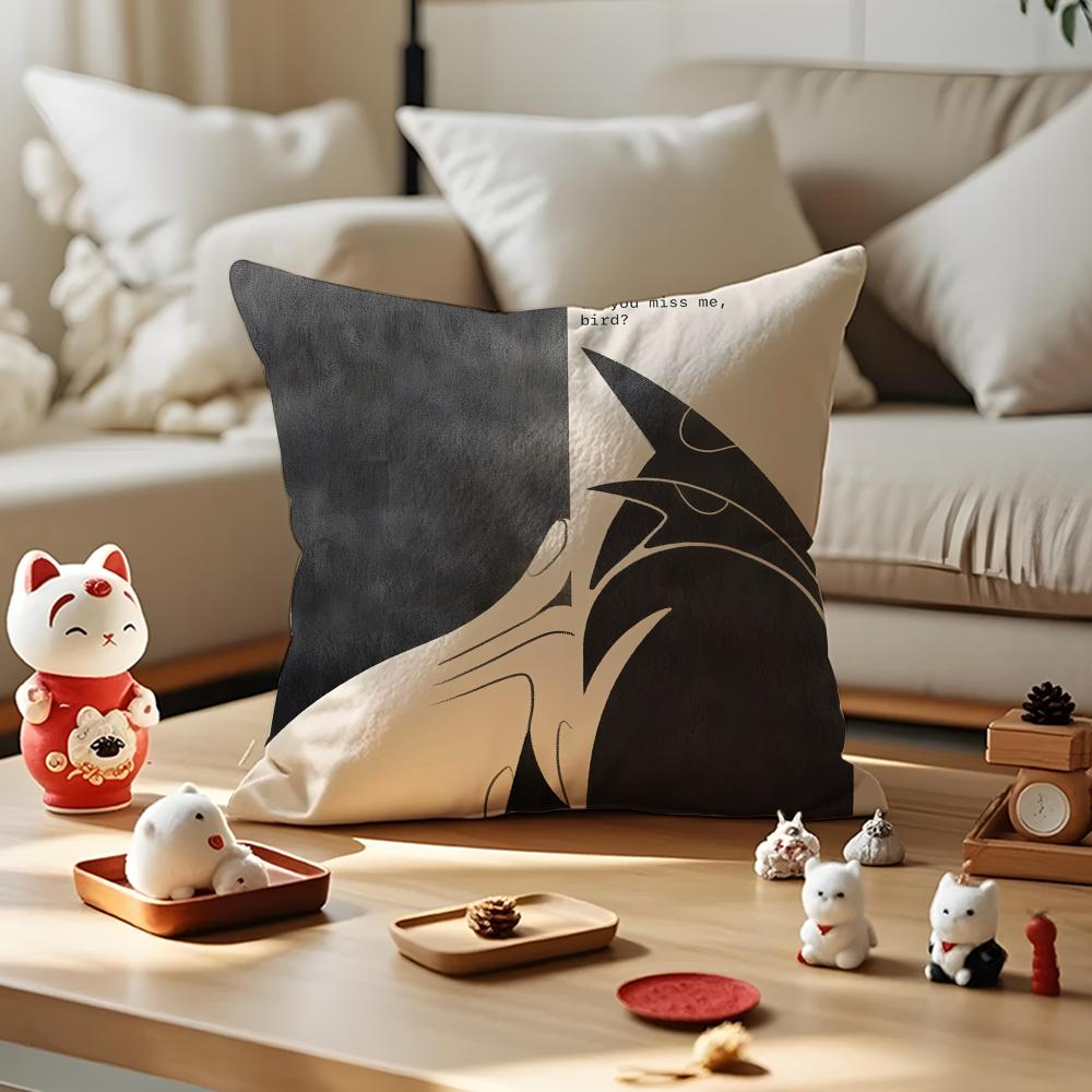 Black And White Creative Painting Cushion Cover Antidustmite Pillowcase Invisible Zipper Silky Short Plush Sofa Cushion Cover 30X30cm