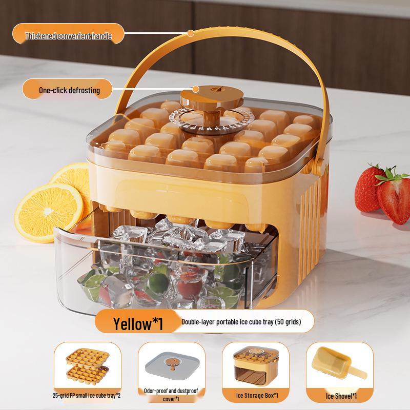 Food-Grade Ice Cube Mold Maker Press Tray for Refrigerators