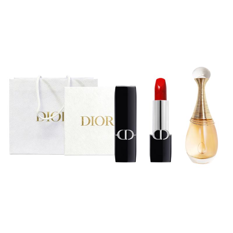 DIOR Набор макияжа Парфюм True Eau de Parfum + Помада Intense Blue Gold Подарочная коробка Подарочный пакет Издание EDP Парфюмерная вода Цветочный аромат Бархатисто-гладкий синий